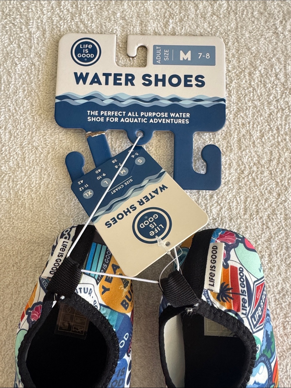 Life Is Good Multicolor Stickers Design Water Shoes - Picture 2 of 10